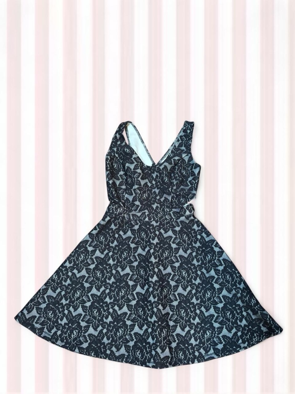 Abercrombie & Fitch Black Lace Fit-and-Flare Girls Dress